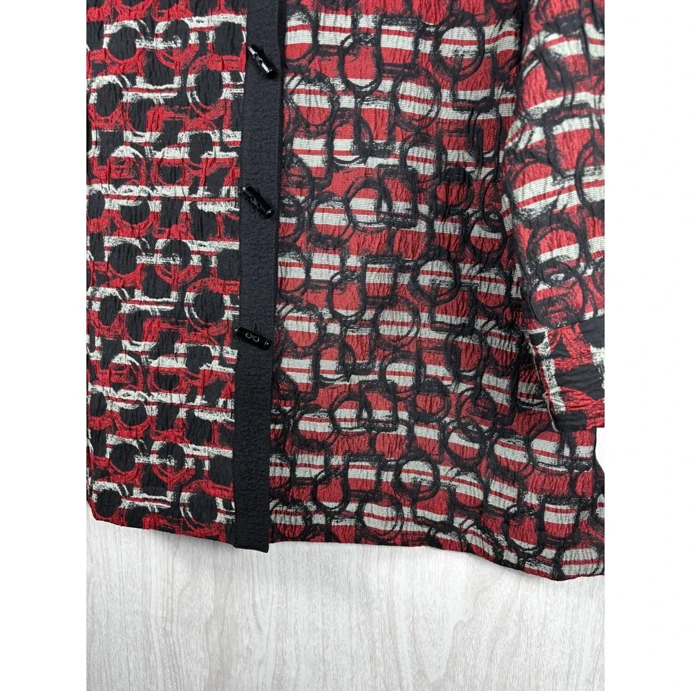 Ali‎ Miles Jacquard Jacket PL Button Front Wire Collar Artsy Chic - Picture 9 of 9
